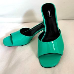 Nine West Patent Teal Slide Heels